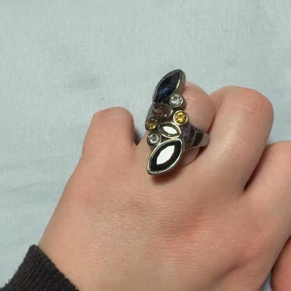 Elegant Multi-Stone Silver Ring